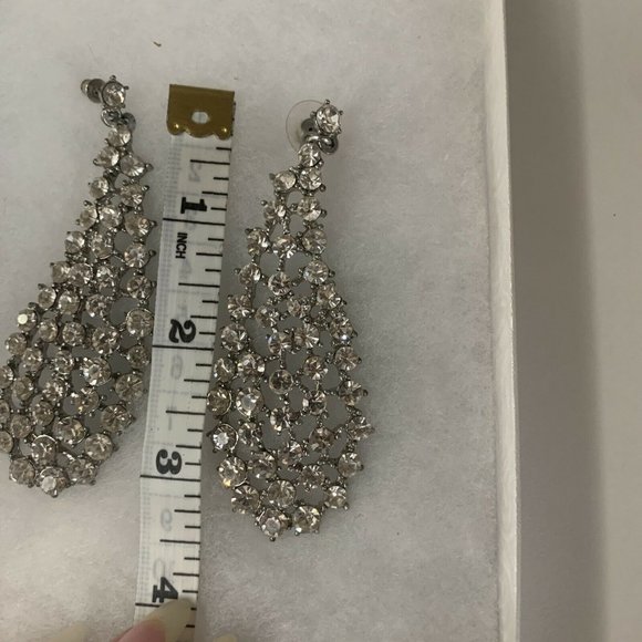 Long Antique ART DECO Rhinestone Paste Drop Dangle Chandelier Earrings - Picture 5 of 6